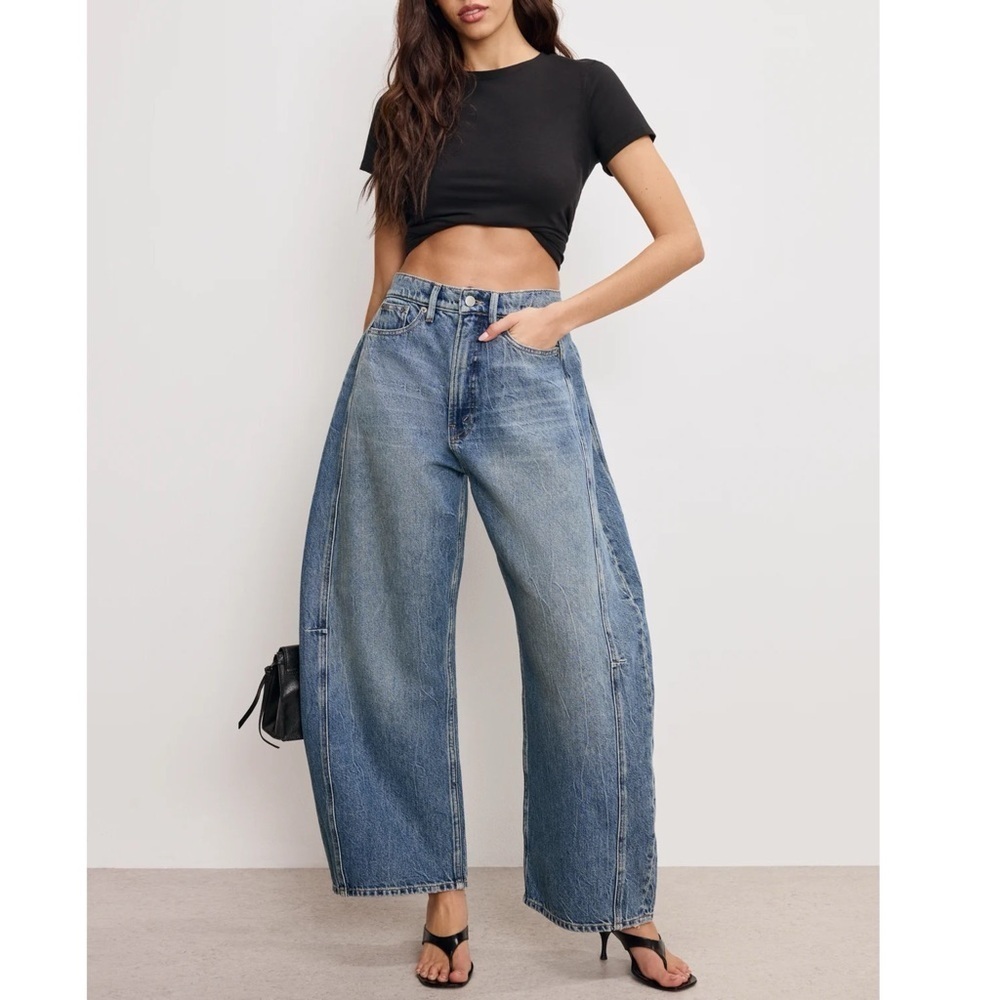 NWT Good American Good Extreme Barrel Jeans High Rise Wide Loose Indigo Sz 10 30 - Picture 1 of 15